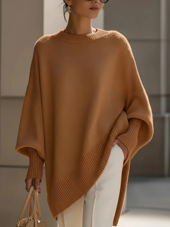 Womens Loose, Effortless-style Crew-neck Knit Sweater