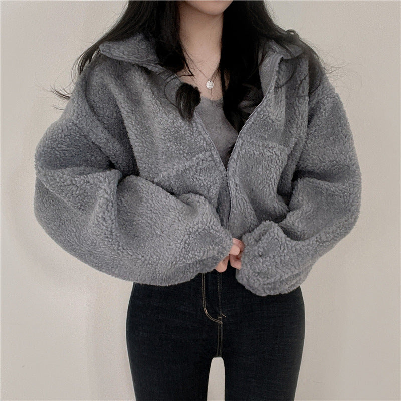 Women's Cozy Faux Lamb Fur Zip Cardigan & Thermal Coat