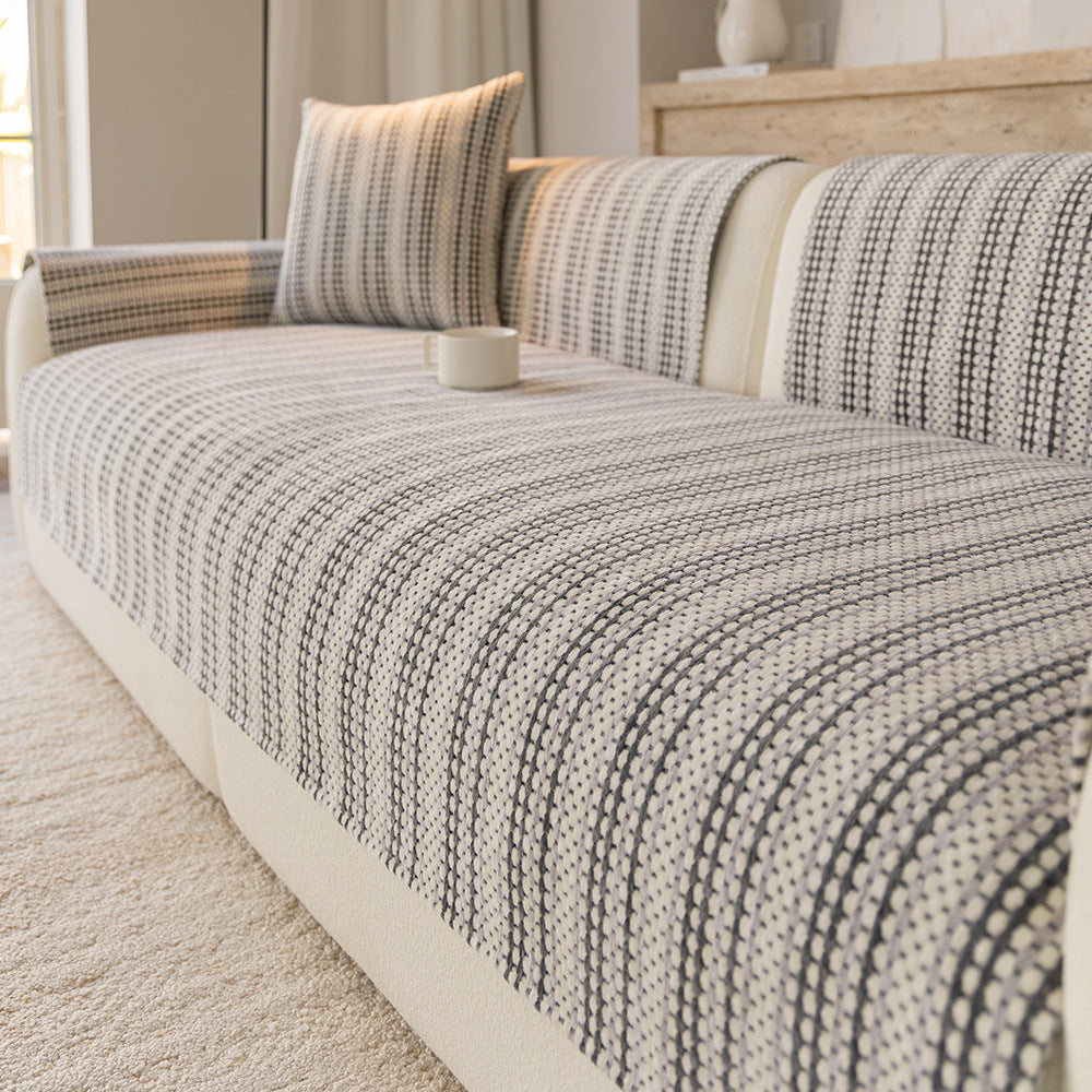 Thickened Non-Slip Cat Scratch Resistant Sofa Cushion Cover - Striped Chenille