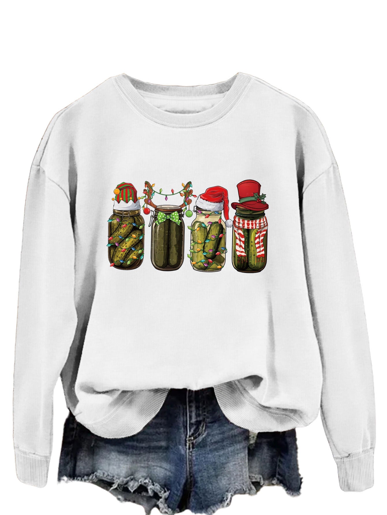 Funny Canned Cucumber Print Pullover Streetwear Sweatshirt