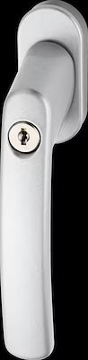 Lockable L‑Shaped Window Handle – White, Die‑Cast Zinc