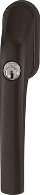 Lockable L-Shaped Window Handle with Oval Rosette - Silver Finish