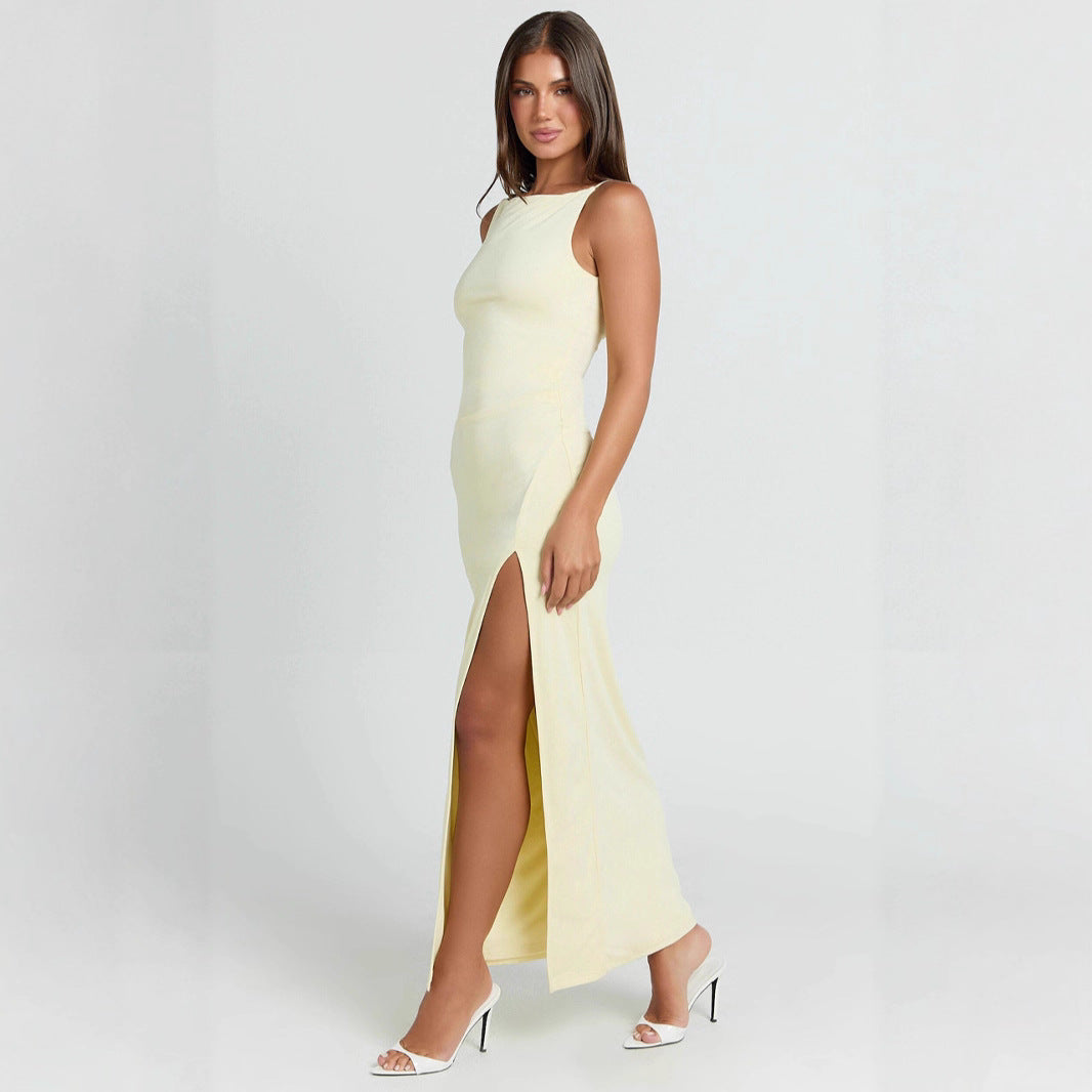 Strapless Off-shoulder Elegant Dress with Side Slits for Women