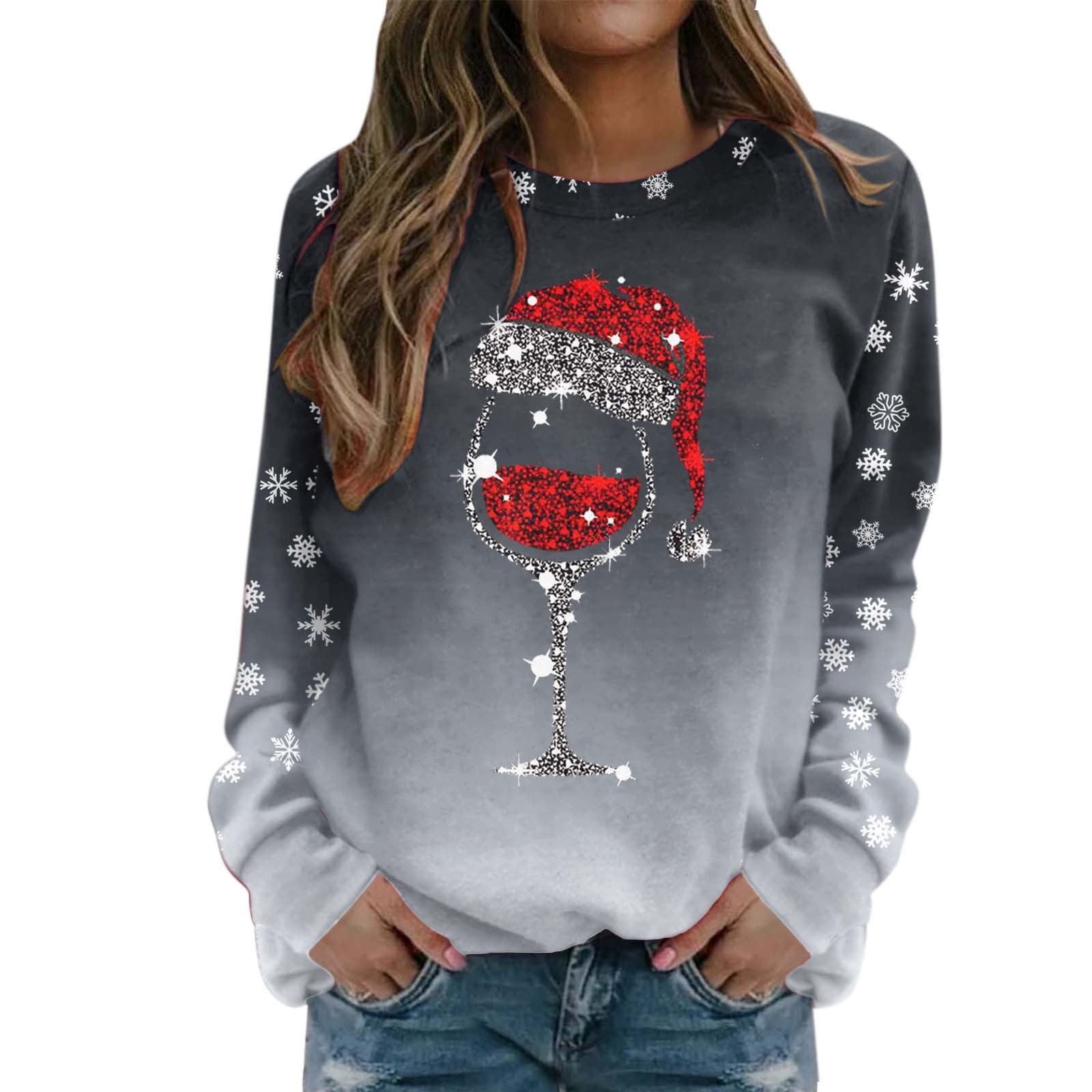 Festive Holiday Print Loose Long Sleeve Christmas Sweater