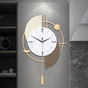 1pc Modern Minimalist Metal Wall Clock with Geometric Design – Beige & Golden Accents, Perfect for Dining Room & Office Decor, Ideal for Christmas, Halloween, and New Year Gifts, Wall Clock Living Room