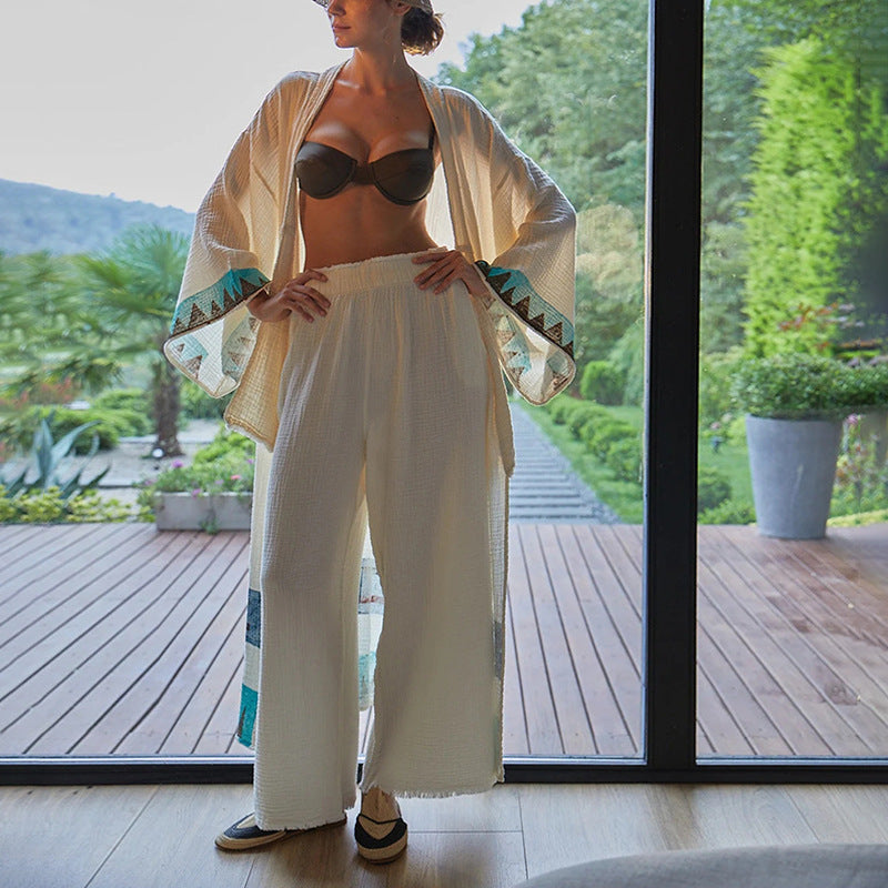Women's Double-Layer Gauze Casual High-Waist Pants