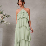 Womens Sexy Halter-neck Chiffon Dress