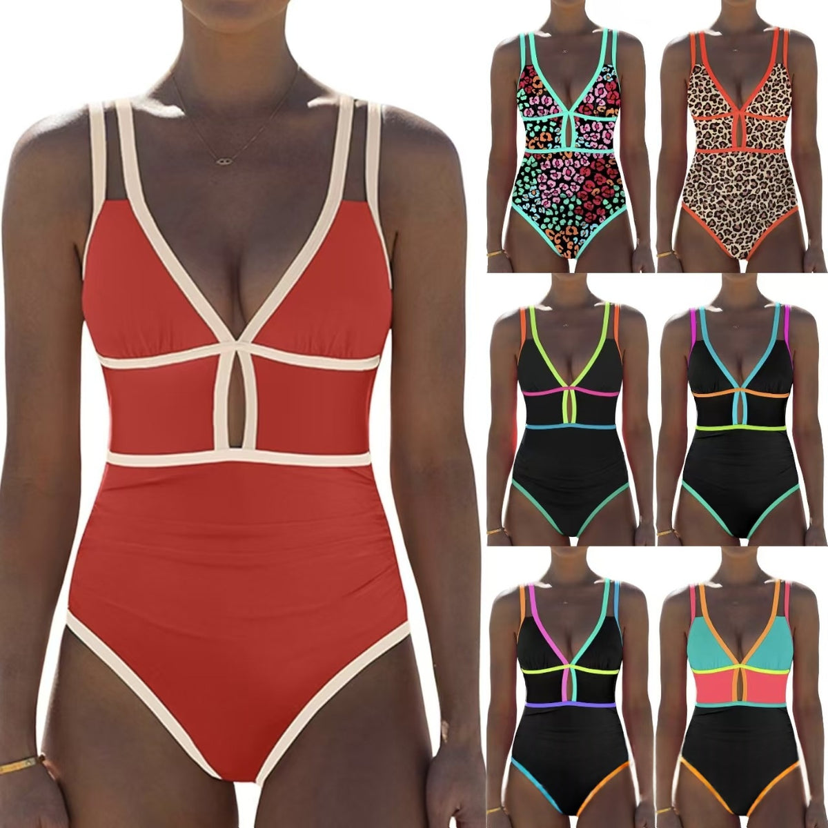 Color Block Sexy Flattering Swimsuit For Women