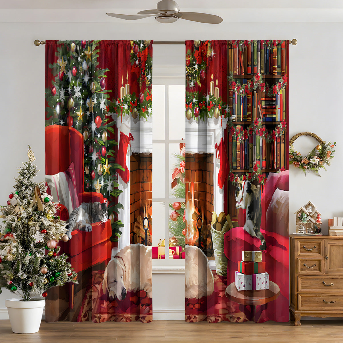 3d Digital Printed Christmas Curtains