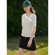 Striped V-Neck Slim Fit Half-Sleeve T-Shirt