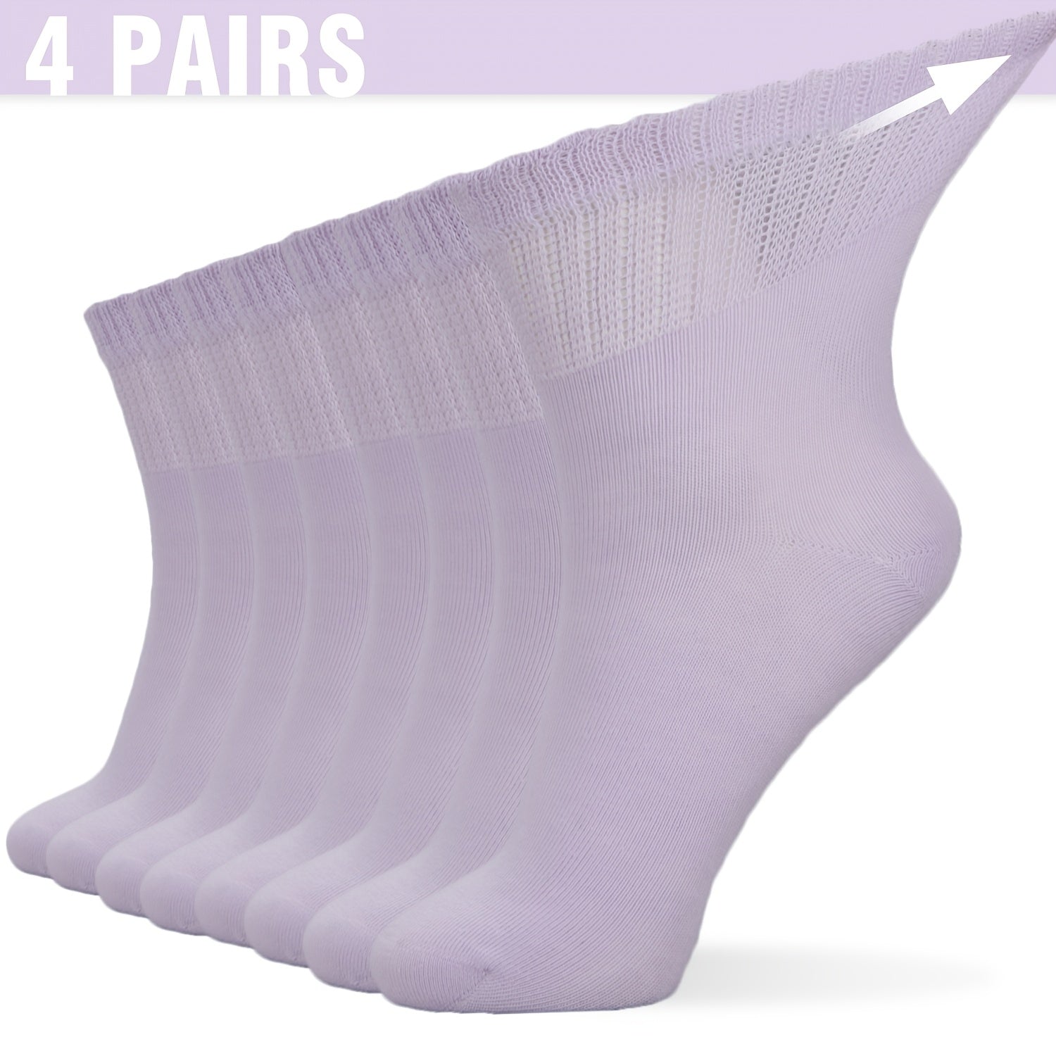 4‑Pair Women’s Neuropathy Socks – Non‑Binding Loose Fit, Seamless Toe, Moisture‑Wicking and Breathable for Edema and Circulation Support