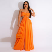 Chiffon Backless Wide-Leg Jumpsuit