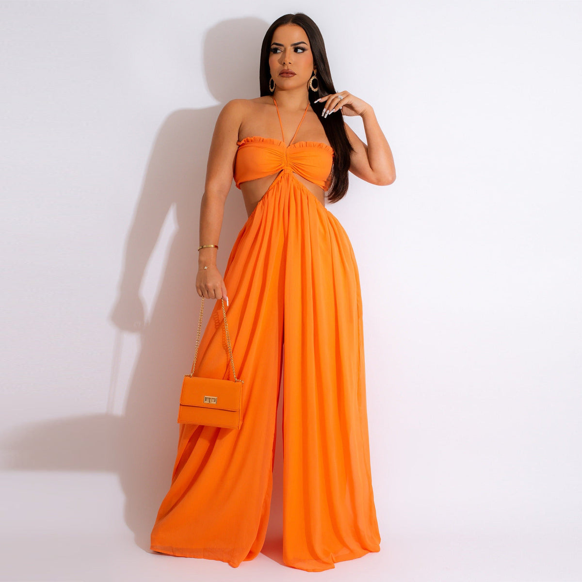 Chiffon Backless Wide-Leg Jumpsuit