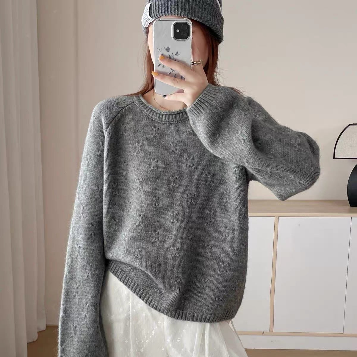 Women's Idle Style Soft Glutinous Sweater Loose Design Curling