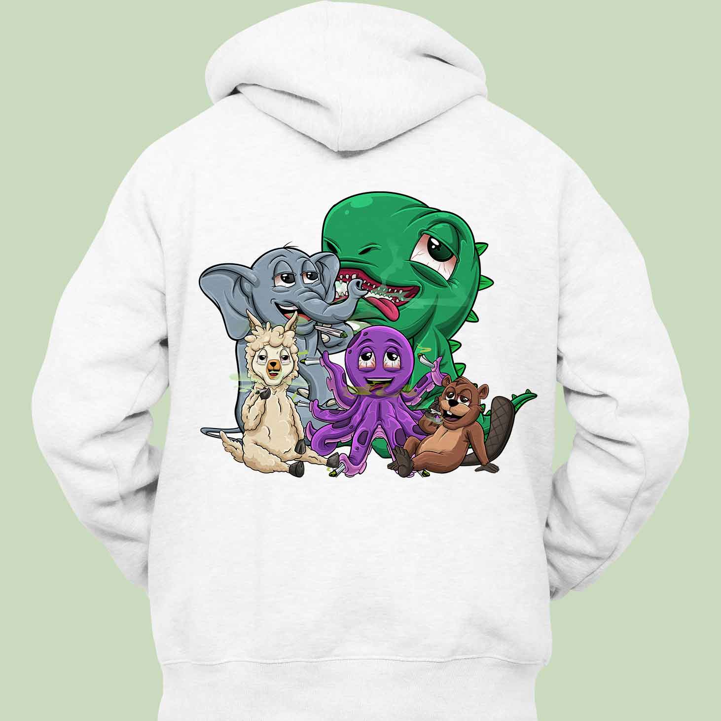 Cute Animal Print Loose Hooded Sweatshirt