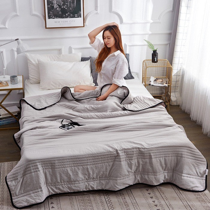 Cool-Touch Ice Silk Solid Color Quilt Duvet Cover Set