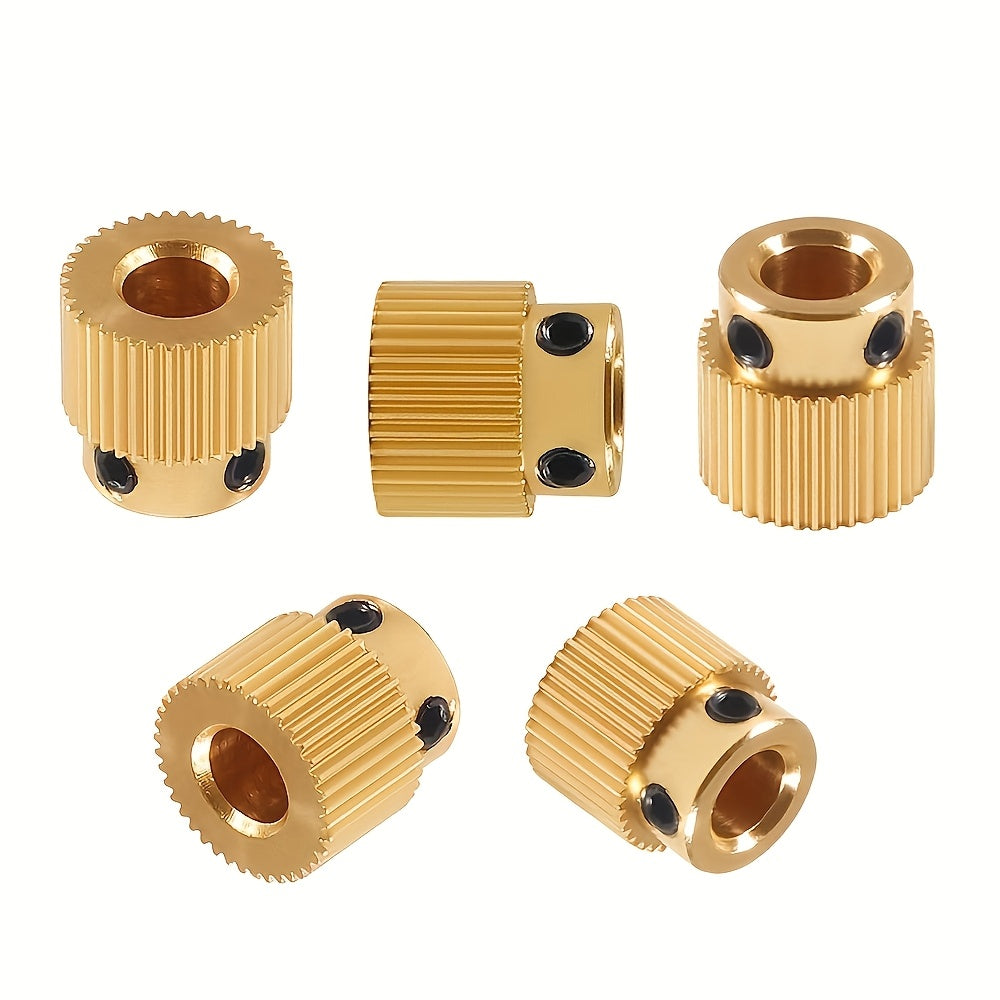 Set of 5 Brass Extruder Gears, 40 Teeth, Compatible with CR-10, CR-10S, S4, S5, Ender 3 and Ender 3 Pro