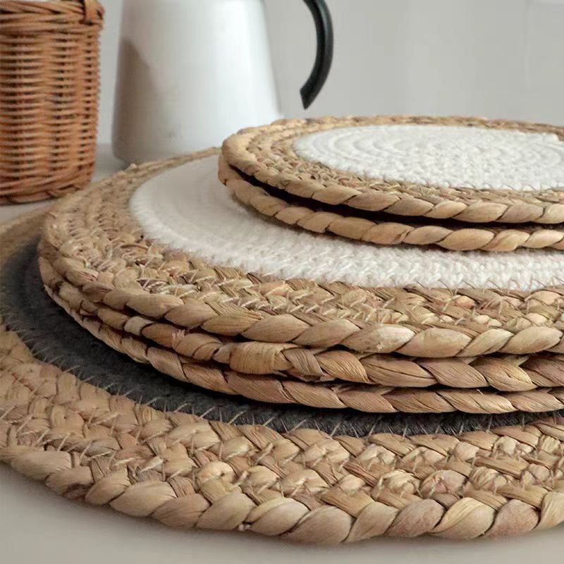 Natural Straw-woven Patchwork Heat-insulating Placemat