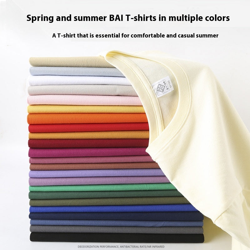 Soft Cotton Casual Tee – Versatile Half-Sleeve, Round Neck