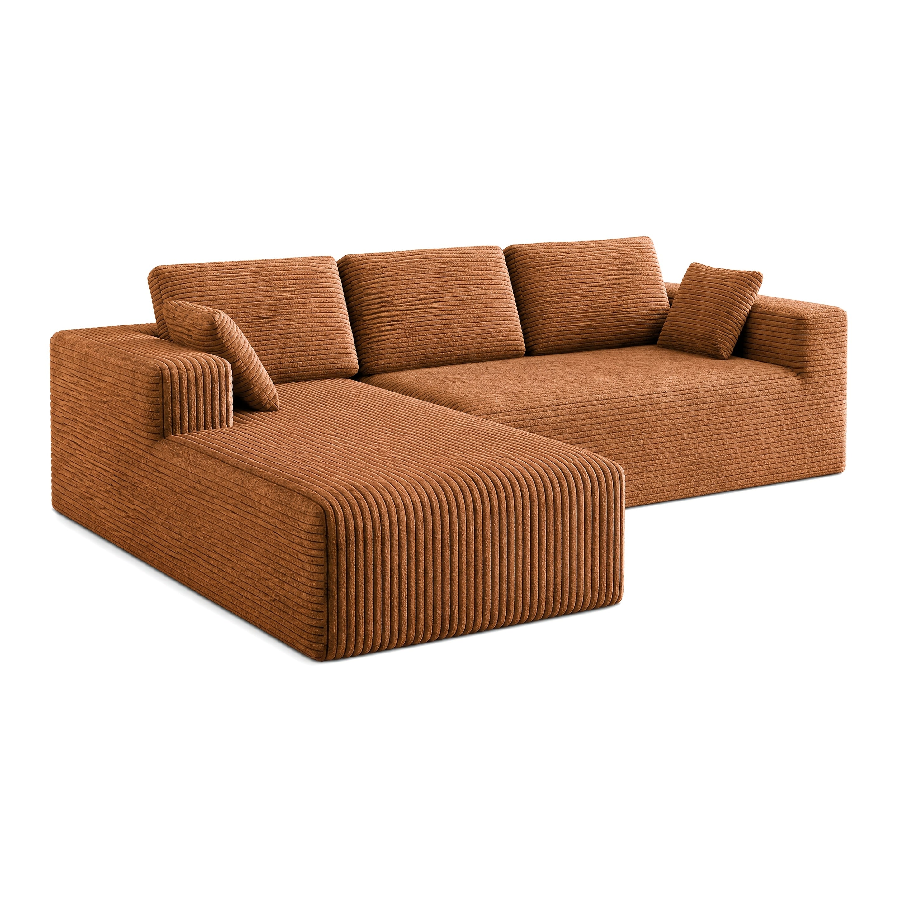 Extra Large L-Shaped Sofa with Right‑Side Chaise – Minimalist Compressed Frame, Plush Corduroy Upholstery