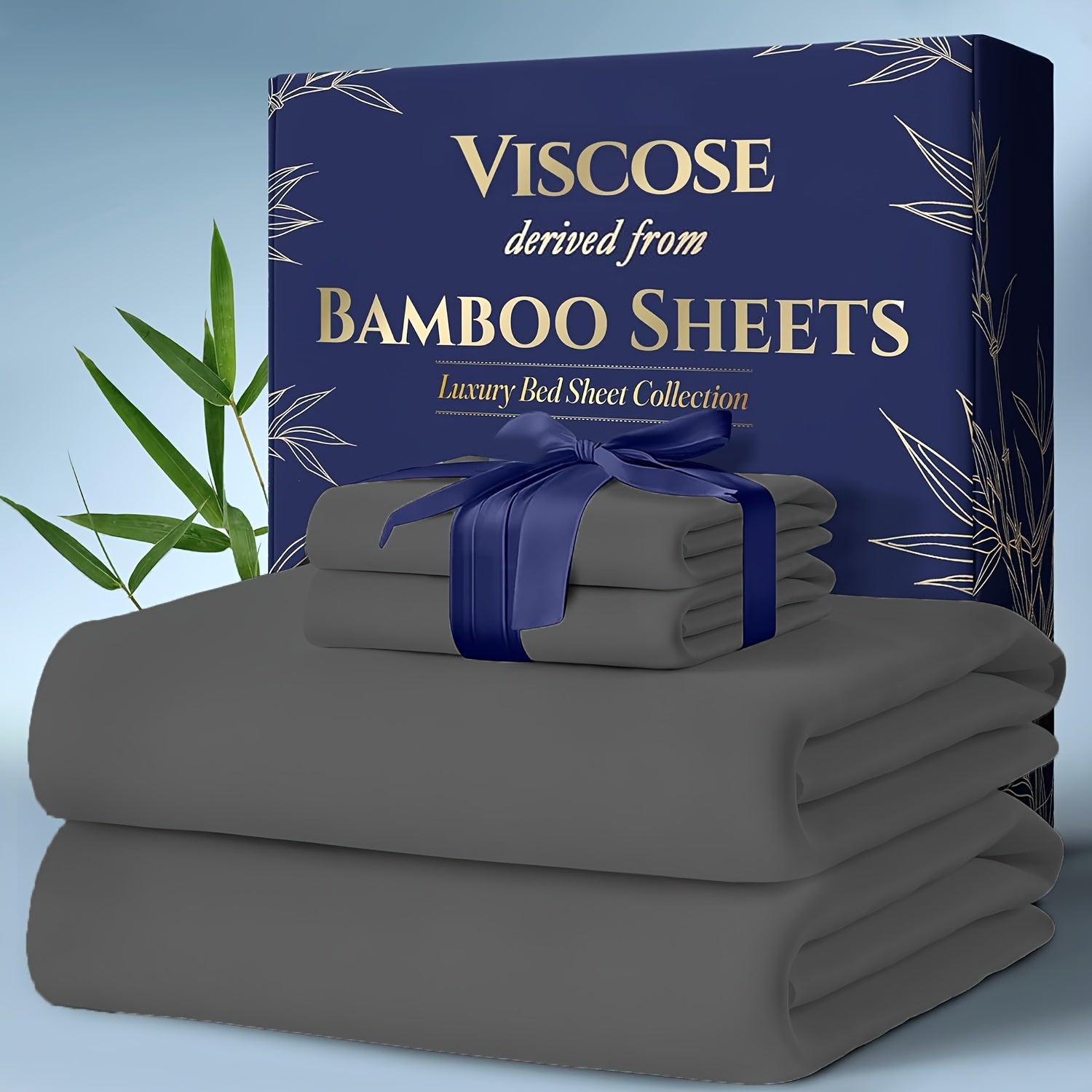 Cooling Bed Sheets King Sets - Luxurious & Ultra-Soft King Size Cooling Sheets for Hot Sleepers - Comfortable & Cool, Bamboo Blend Sheets King Size/Deep Pockets -Home Christmas Decorations
