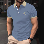 Floral Short‑Sleeve Polo Shirt – Slim Fit, Turn‑Down Collar