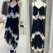 Lace-panelled Multi-layered Camisole Dress