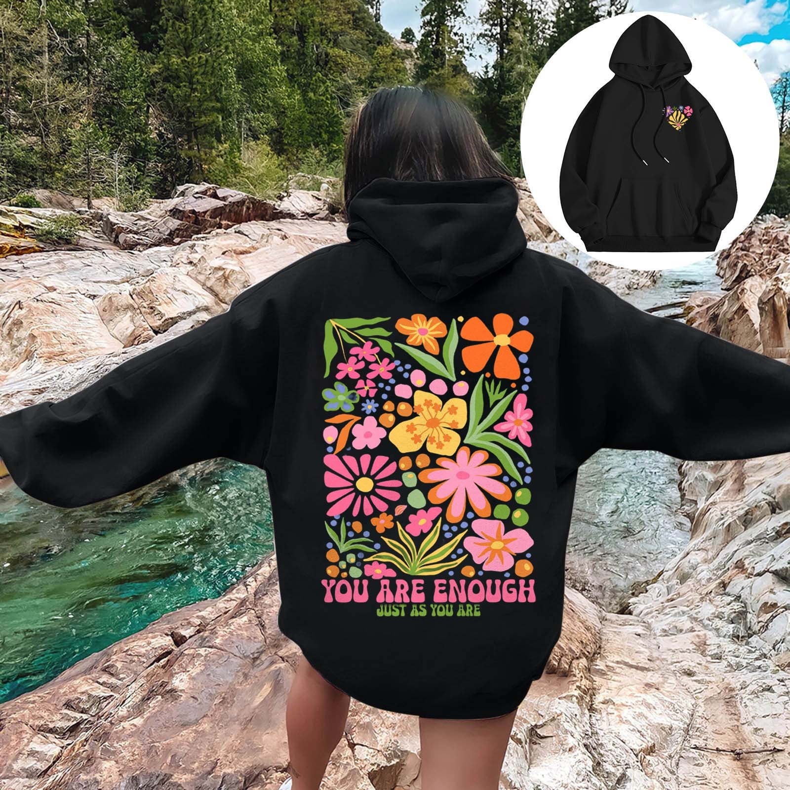 Fleece-Lined Floral Hoodie for Ultimate Winter Warmth