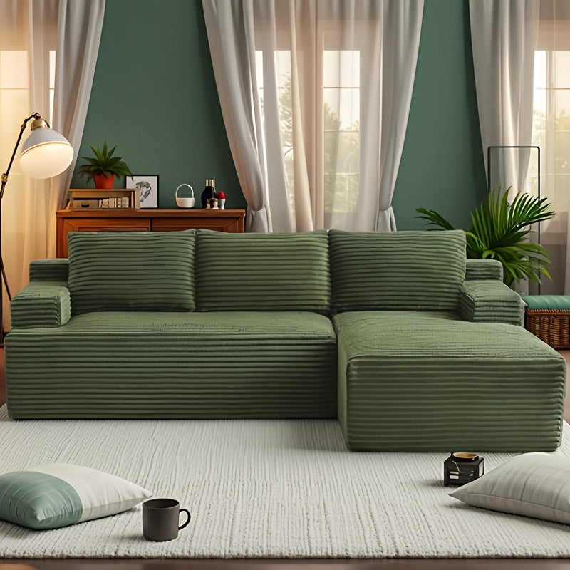Left chaise L-shaped sectional sofa with memory foam cushions and corduroy upholstery