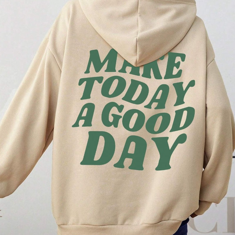 Cozy Oversized Letter Print Hoodie Streetwear