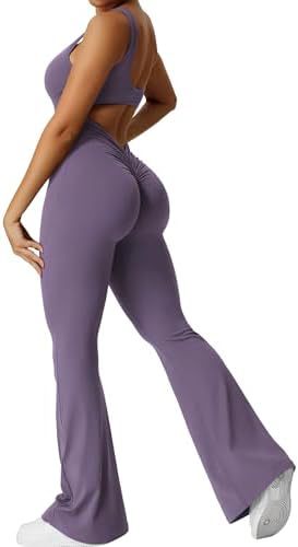 Women's Sleeveless Flare Yoga Jumpsuit