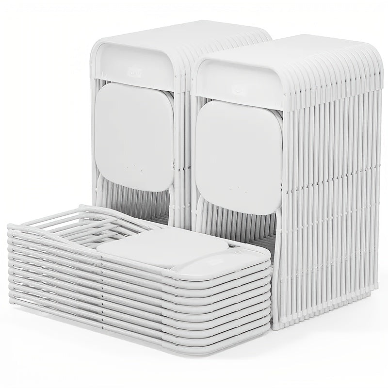 Plastic Folding Chair Pack – White Stackable Chairs for Home, Office, Wedding, Indoor/Outdoor Events (10, 20, 30, 40, 50)
