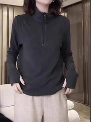 Women's Half-Zip Fleece Pullover Stand Collar Sweatshirt