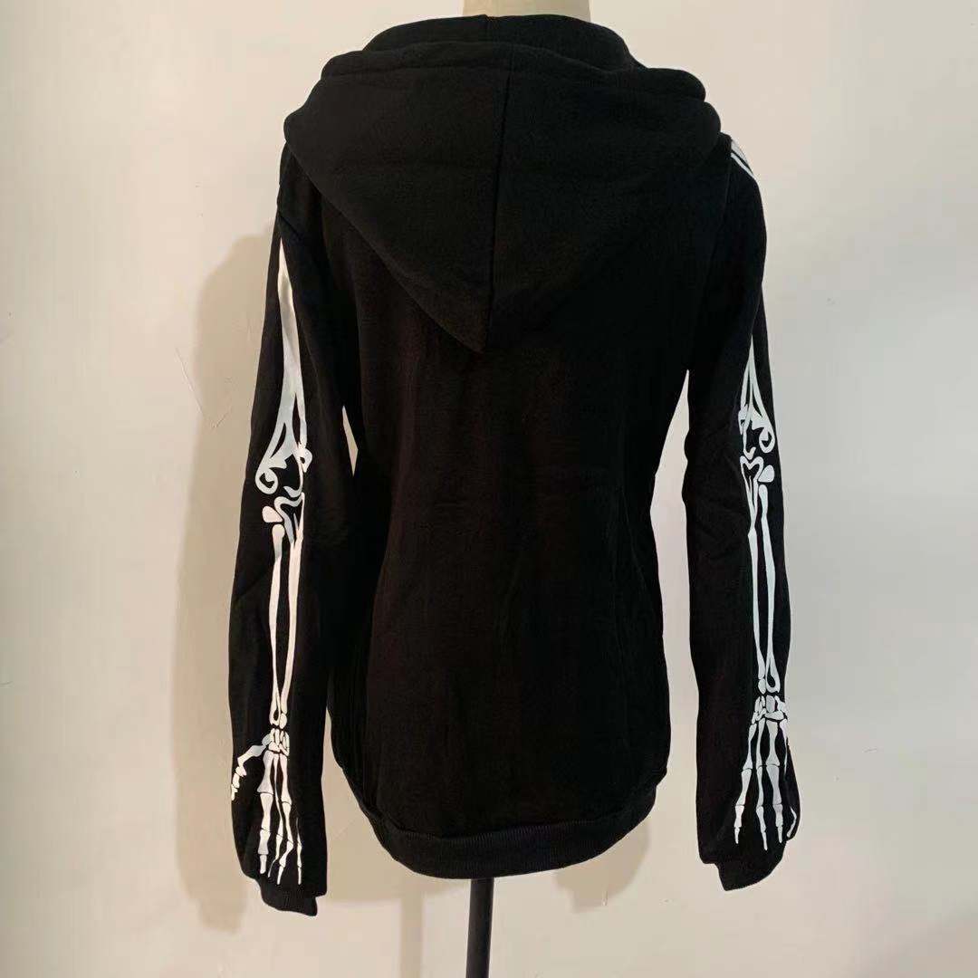 Women's Edgy Skull Print Loose Pullover Hoodie
