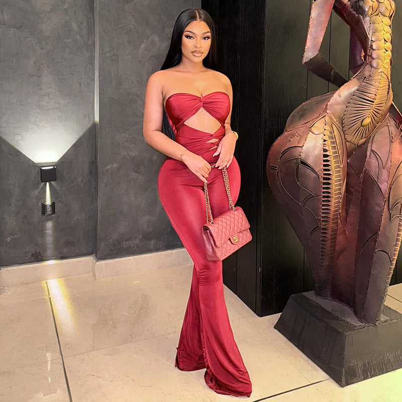 Stunning Backless Cutout Knotted Jumpsuit