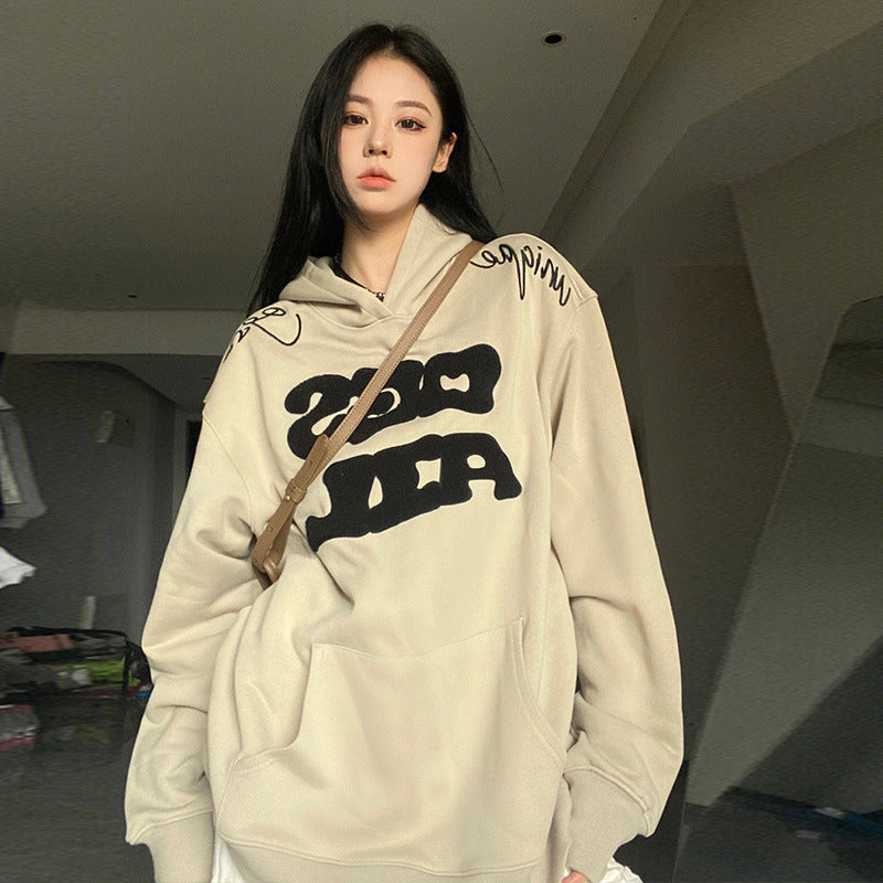 Cozy Fleece-Lined Letter Sweater Jacket