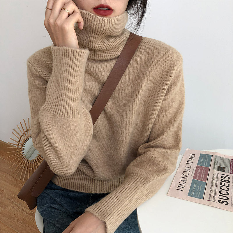 Japanese-style Retro Turtleneck Sweater for Women Loose and Laid-back