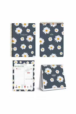 Academic planner set with spiral notebook and desk calendar