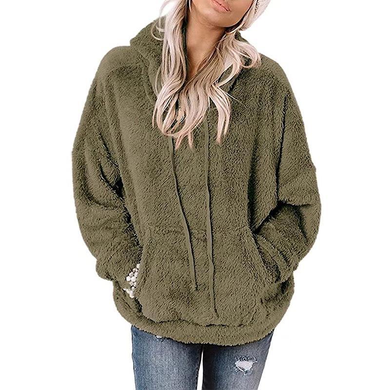 Cozy Solid Color Loose Pocket Sweater Coat