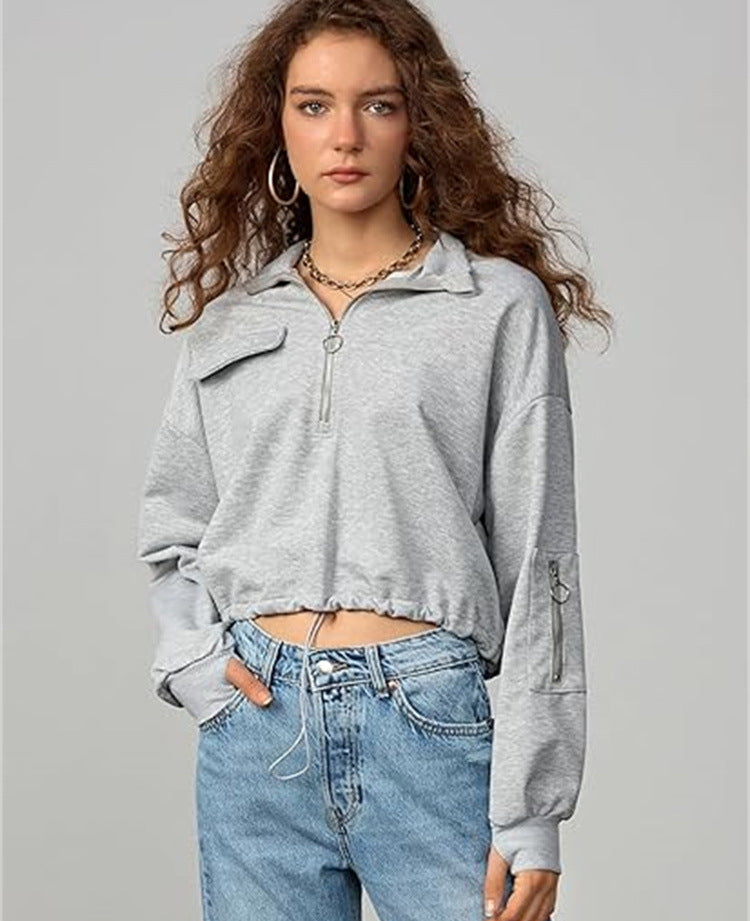 Women's Casual Long Sleeve Half-Zip Sweatshirt