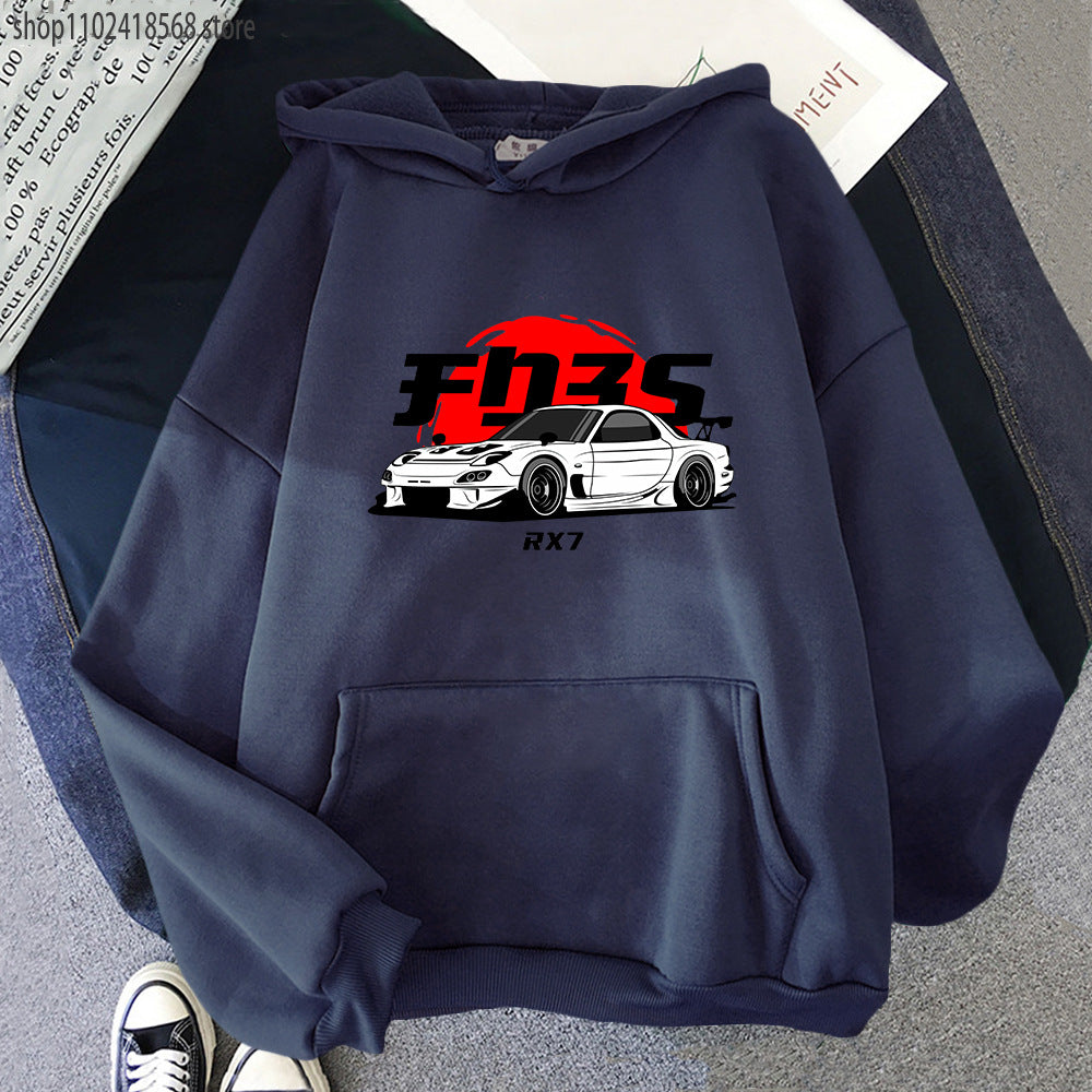 Unisex Graphic Car Print Casual Cotton Hoodie