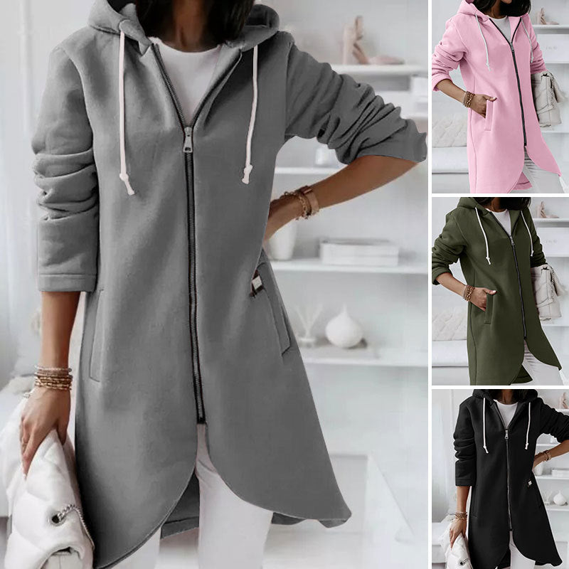 Women's Cozy Zip-Up Hooded Sweatshirt with Pockets