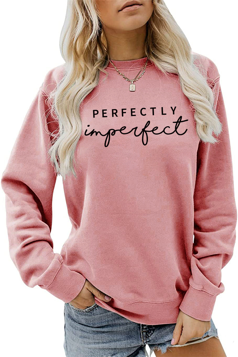 PERFECTLY Imperfect Women's Round Neck Long Sleeve Sweater