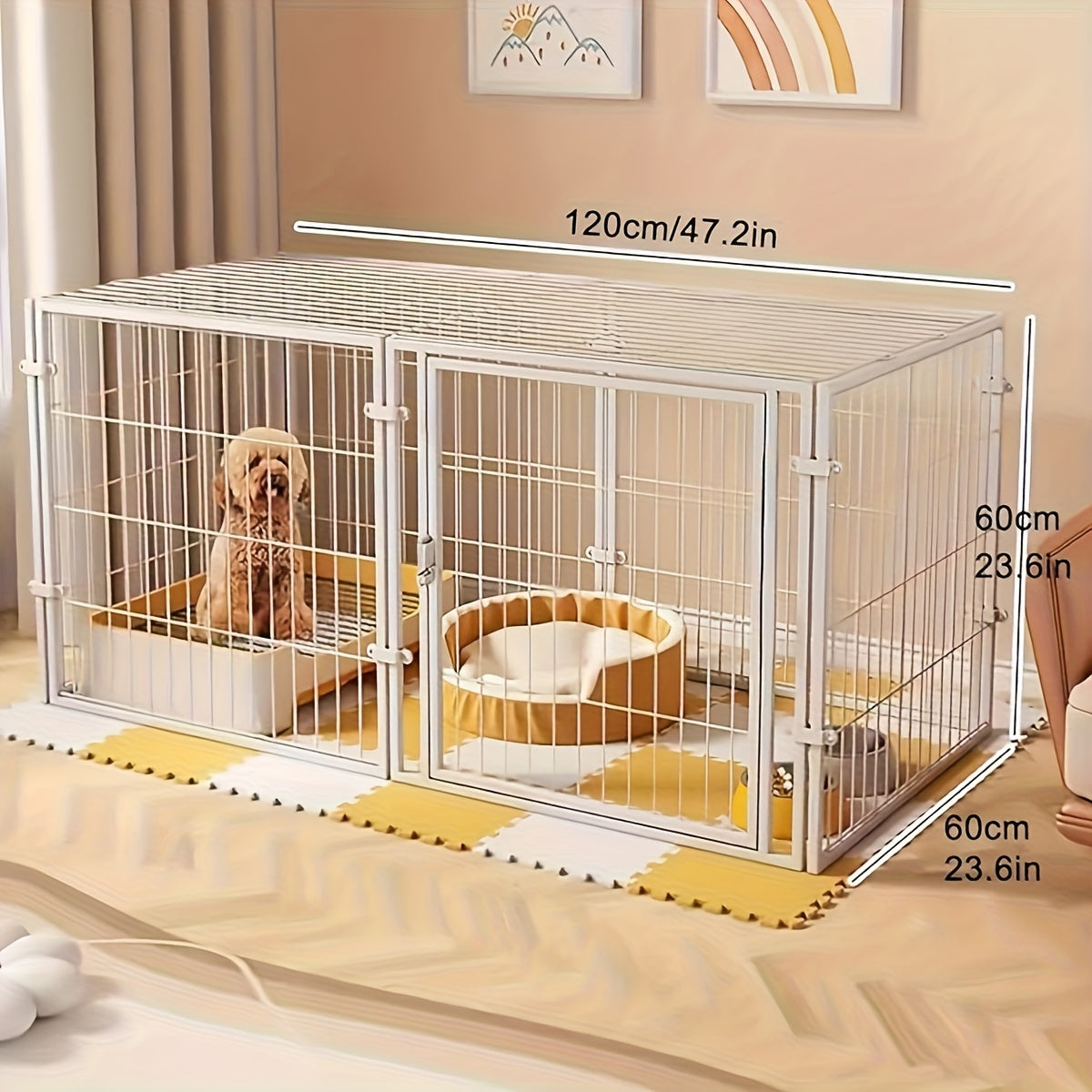 XL Metal Dog Crate 48L X 24H - Sturdy Iron Pet Cage, Playpen For Small To Large Dogs, Indoor/outdoor Kennel, Easy Assembly, Secure Dog Pen Fence