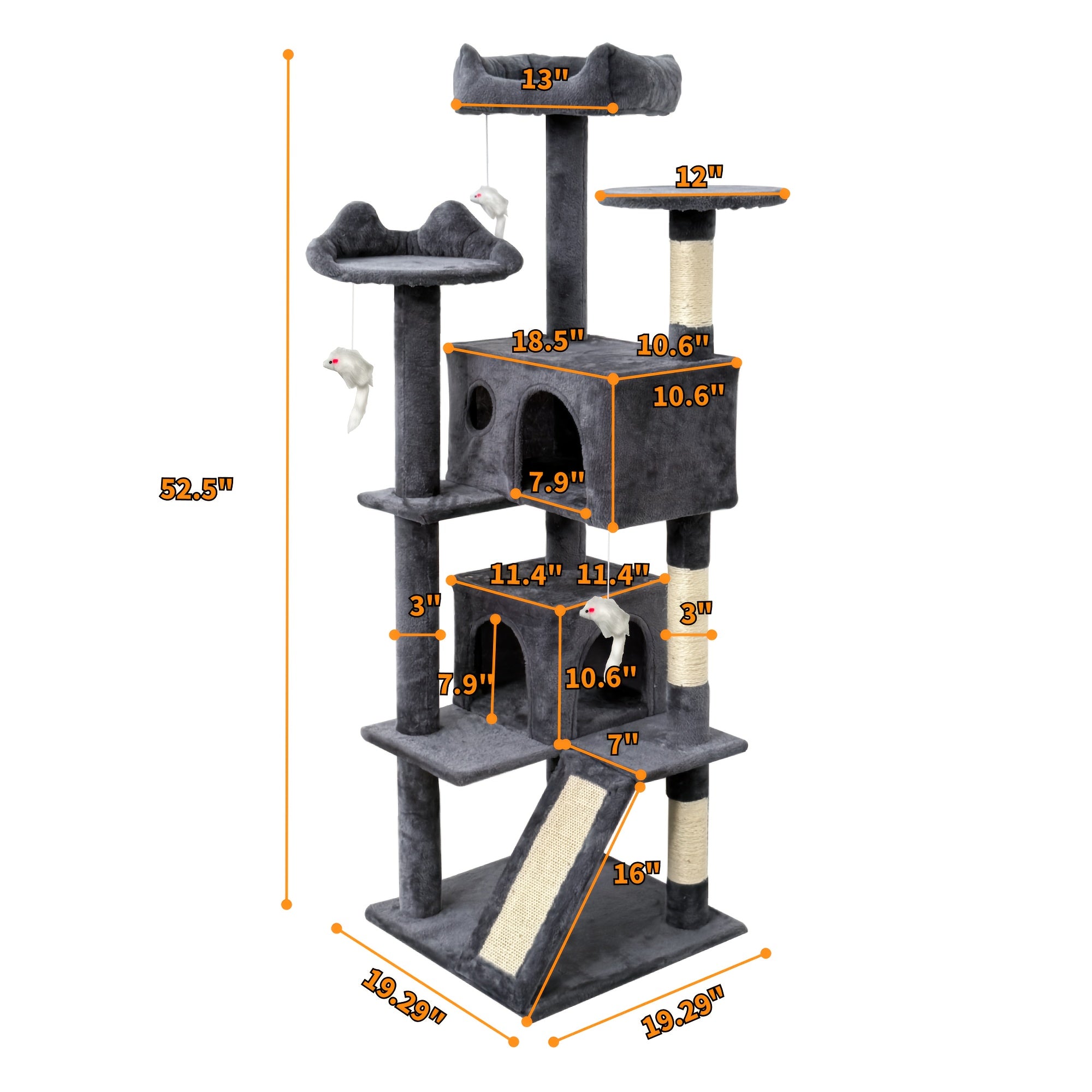 Luxury Large Cat Tree Tower Designed for Indoor Cats Featuring Toys And A Hammock Comfortable Cave Stable Anti-tip Design Durable Cozy Resting Area Easy to Assemble Perfect Cat