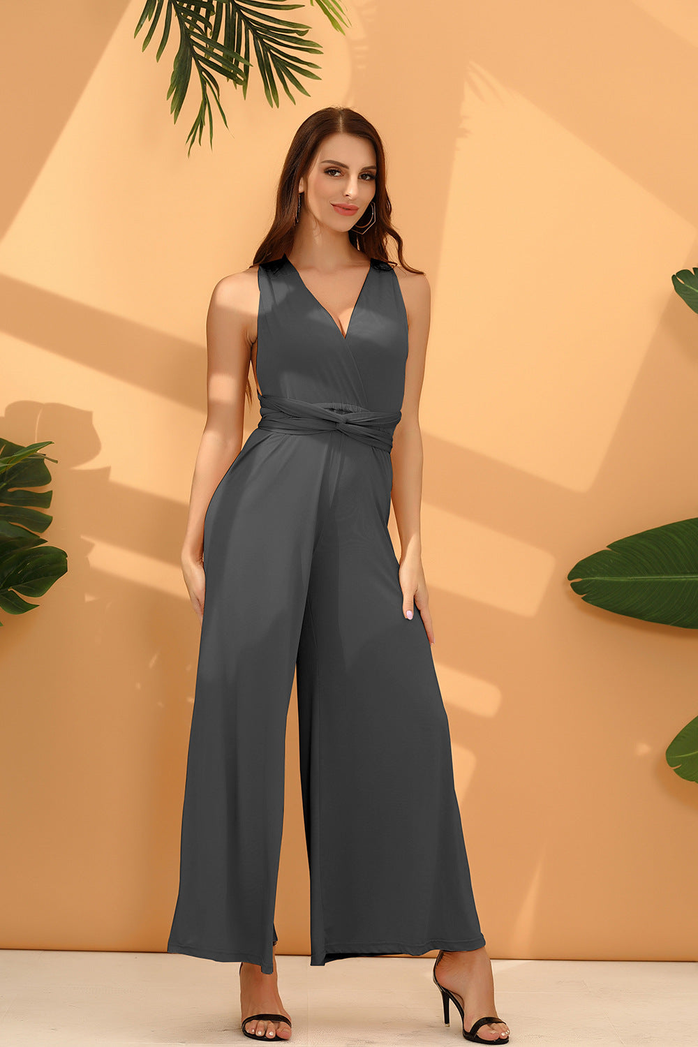 Women's Cross Bandage Stretchy Jumpsuit
