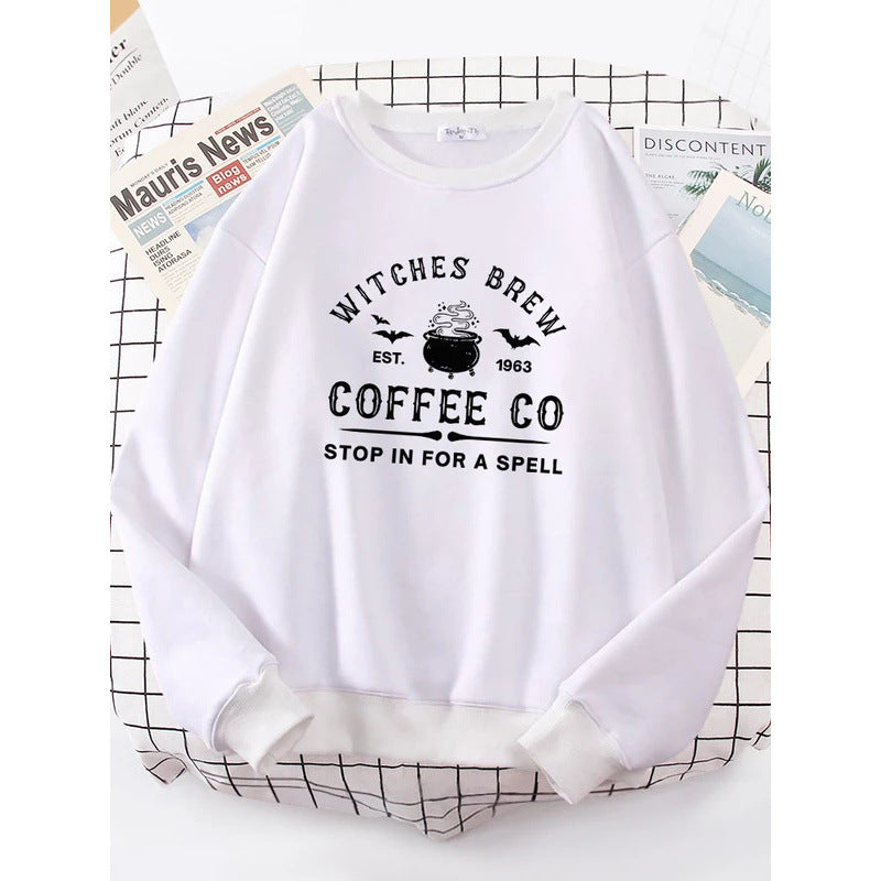 Witches Make Coffee Cute Letter Print Hip Hop Hoodie