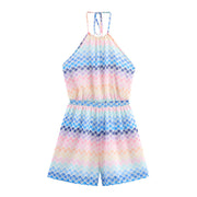 Summer Halter Backless High Waist Short Jumpsuit
