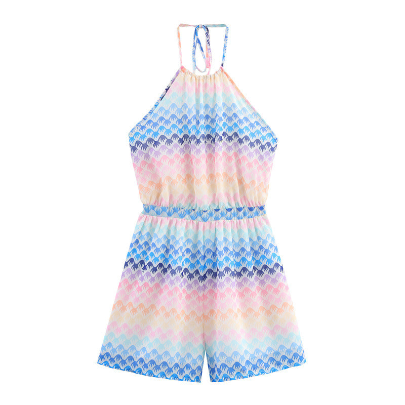 Summer Halter Backless High Waist Short Jumpsuit
