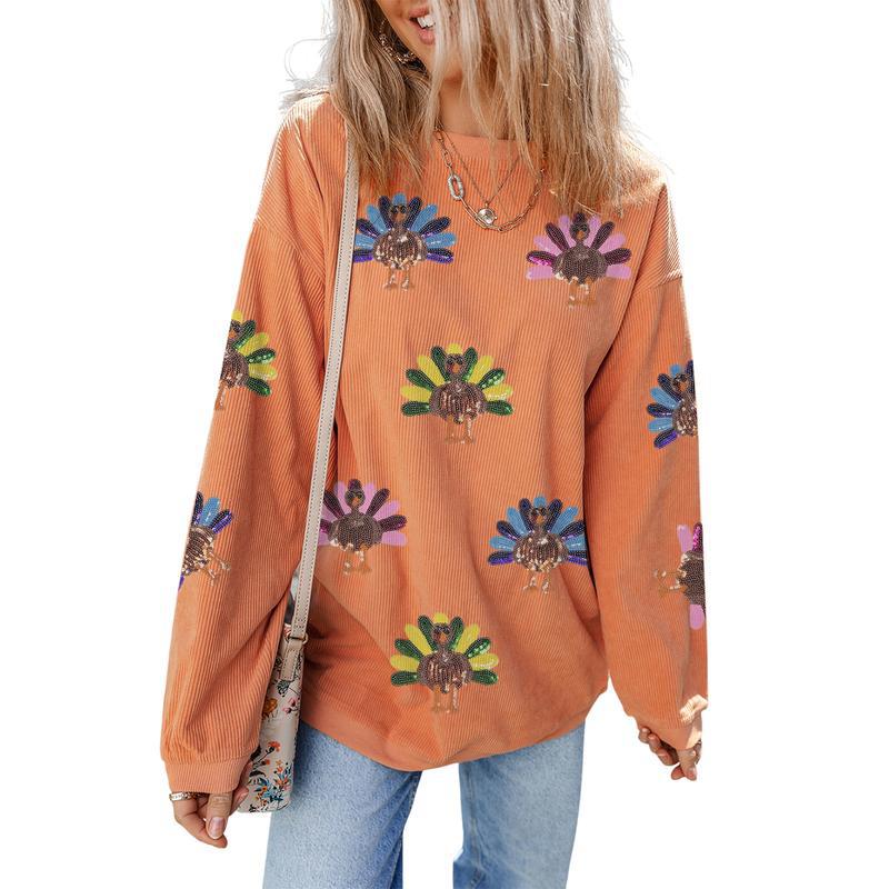 Women's Fashion Print Loose Long Sleeve Sweater